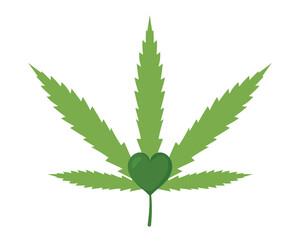 cannabis leaf with heart