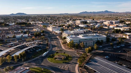 Acrylglasbilder Arizona Sunset aerial view of the downtown cityscape of Yuma, Arizona, USA.  © Matt Gush