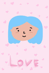 Greeting cards with cute people for Valentines Day. Vector illustration for design greeting cards, wedding invitations, party design.