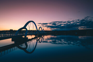 Bridge after sunset in Solvesborg, Sweden.