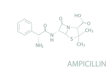Ampicillin molecular skeletal chemical formula.