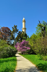 Fototapeta premium Minaret lookout tower in the park of Lednice Castle in the Czech Republic.
