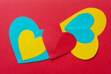 colorful paper hearts