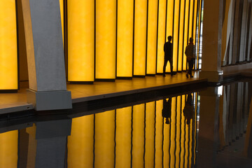 France- Reflected Architecture, Yellow Lights and Silhouettes