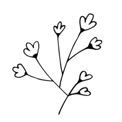 Doodle set with flower elements in one line style