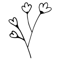 Doodle set with flower elements in one line style