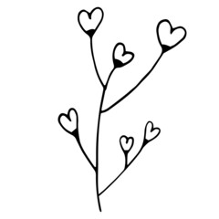 Doodle set with flower elements in one line style