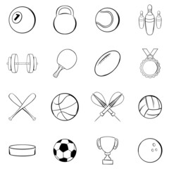 Fototapeta premium Sport icons set in hand-drawn style isolated on white background