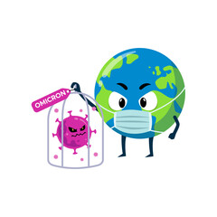 The world lockdown the new variants of coronavirus, Omricon prevention concept vector illustration