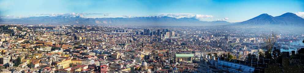 Fototapeta na wymiar Top view skyline Cityscape In the day lighhting. Naples, Italy