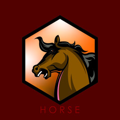 angry great horse logo, the face of angry horse cluseup vector illustrations