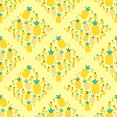 cute pineapple in square shape seamless background for fabric pattern