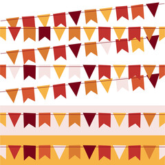 Vector illustration of "Festa Junina" flags. Traditional party in Brazil, it takes place in June and celebrates Saint João and Saint Antonio. Popular holiday with dancing and typical food. 