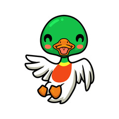 Cute little duck cartoon posing