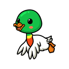 Cute little duck cartoon flying