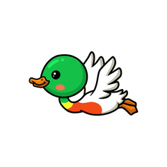 Cute little duck cartoon flying