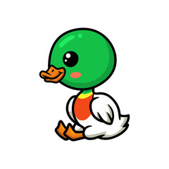 Cute little duck cartoon sitting