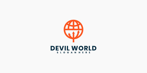 Neptune's trident logo combined globe