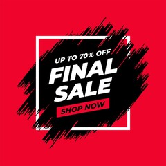 Final sale banner special offer, up to 70%, Sale banner vector design template.