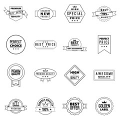 Obraz premium Retail label set icons in outline style isolated on white background