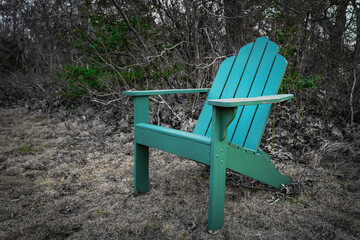 Green Cape Cod Adirondack chair in the yard