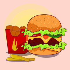 burger and fries fast food