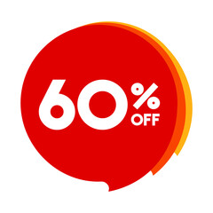 60 off sale red orange and yellow balloon on a white background