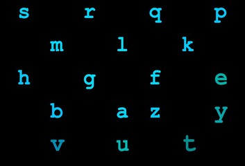 Dark blue, green vector texture with ABC characters.