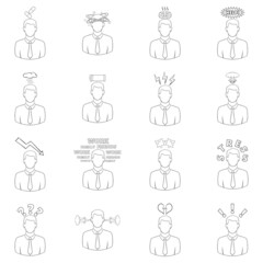 Fototapeta premium Stress set icons in outline style isolated on white background
