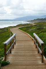 wood pathway along San Simeon State Beach