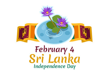 February 4, Independence day of Sri Lanka vector illustration. Suitable for greeting card, poster and banner.
