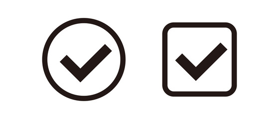 A simple set of circle and square check mark icons.