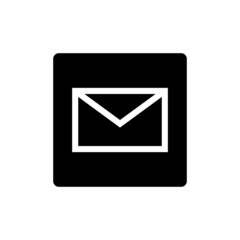 Mail icon in a black box. Vector.