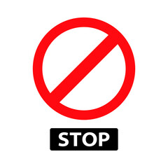 Stop sign icon in red. Vector.