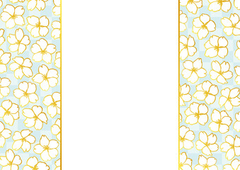 金色の桜の花と市松模様の背景