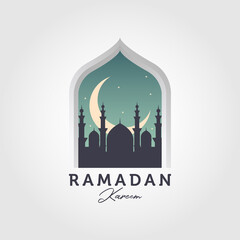 Mosque landscape background logo vector design