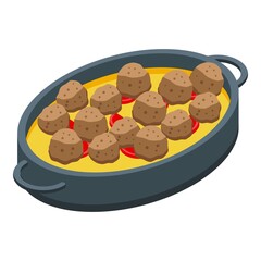German meat balls icon isometric vector. Food dish. Dinner top
