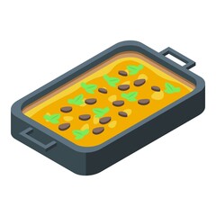 Home lasagne baking icon isometric vector. Pasta food. Cooking dish