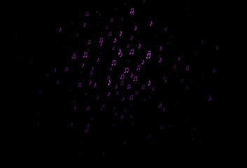 Dark Purple vector texture with musical notes.