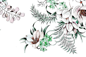 abstract rose flower peony flower illustration