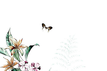 abstract rose flower peony flower illustration