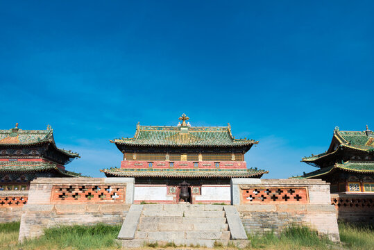KHARKORIN, MONGOLIA - Jun 28 2017: Erdene Zuu Monastery (World Heritage Site) in Kharkhorin (Karakorum), Mongolia. It is part of the Orkhon Valley Cultural Landscape World Heritage Site.