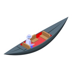 Cute gondola icon isometric vector. Venice italy. Old man © ylivdesign