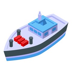 Sea tanker icon isometric vector. Seaside beach. Vacation coast