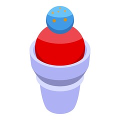 Sundae dessert icon isometric vector. Cream bowl. Waffle cup