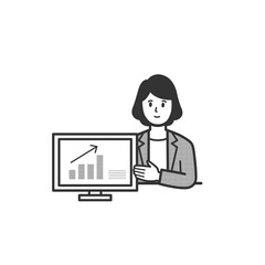 パソコンのグラフを見せて説明するビジネスパーソンのイラスト