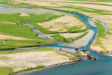 KHARKORIN, MONGOLIA -  Orkhon Valley in Kharkhorin (Karakorum), Mongolia. It is part of the Orkhon Valley Cultural Landscape World Heritage Site.