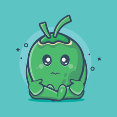 sad coconut character mascot isolated cartoon in flat style design