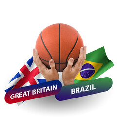 Basketball competition match, national teams great britain vs brazil