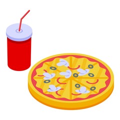 Pizza kids party icon isometric vector. Happy cute. Sweet gift